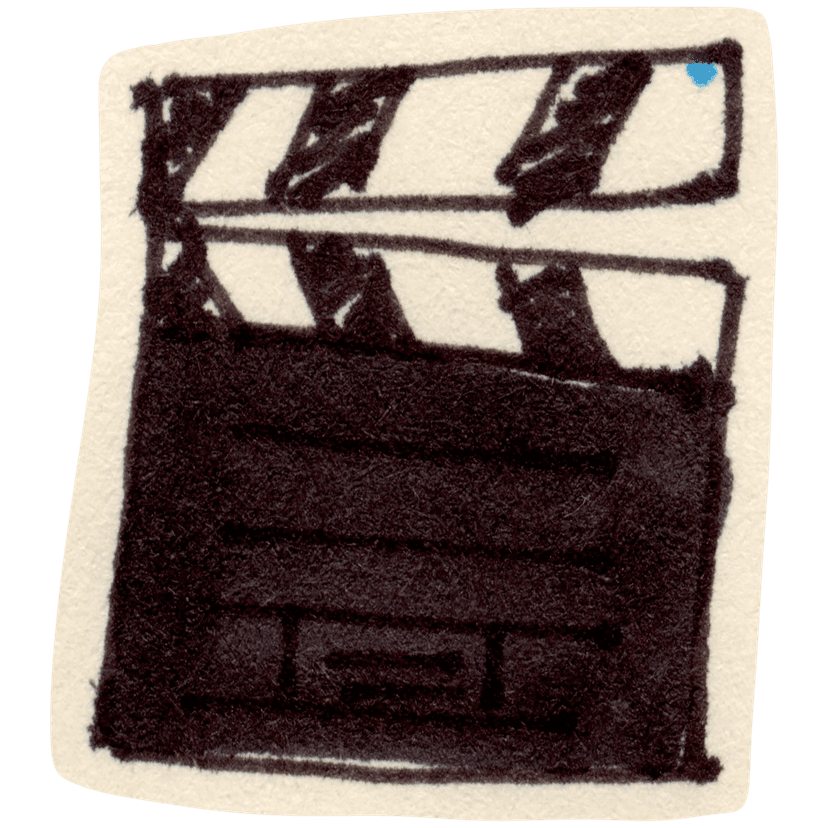 a hand-drawn film clapperboard sticker